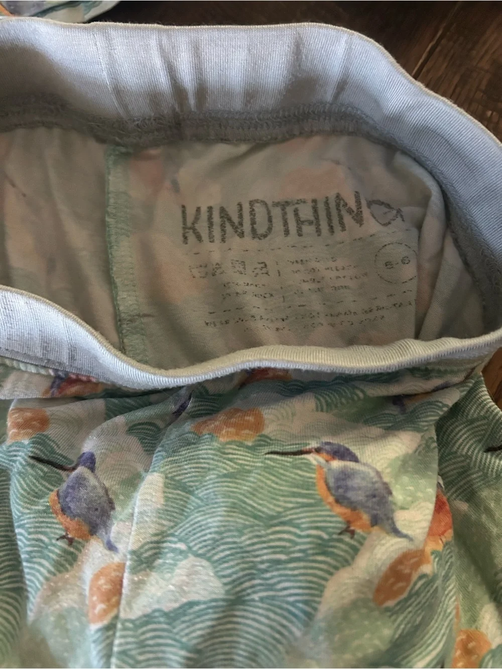 Kids Light Teal Bird Print Pajama Set